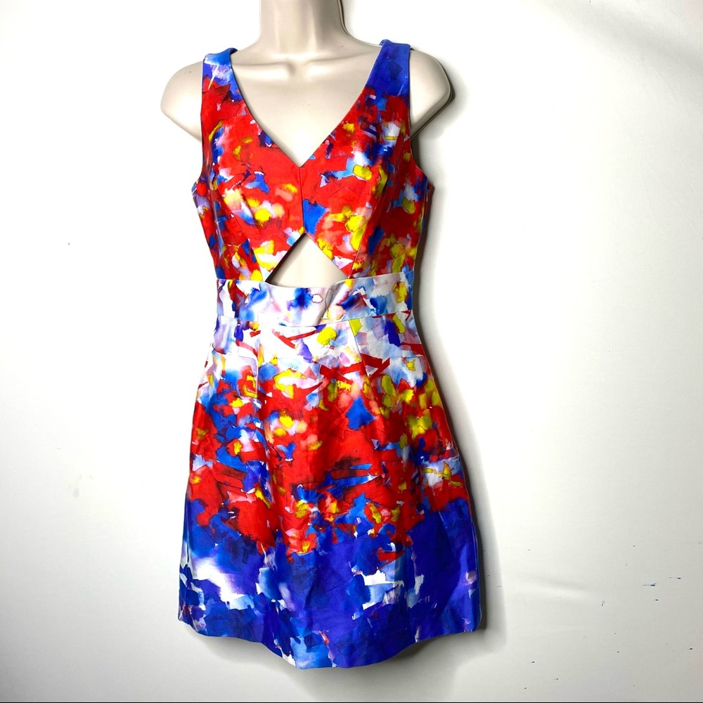 Milly watercolor mini dress with cut out details 2 - Picture 2 of 9